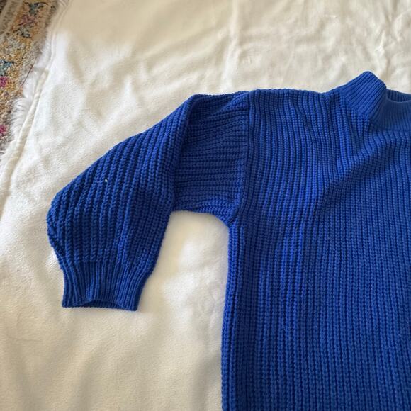 Vintage Blue Chunky Knit Sweater 3/4 sleeve M - Picture 6 of 7